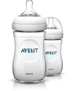 Philips Avent Natural 9oz Baby Bottle Two Pack - Clear