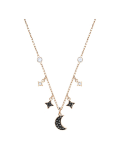Swarovski Symbolic Moon Necklace, Black, Rose Gold Plating