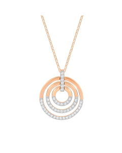 Swarovski Circle Pendant, Medium, White, Rose Gold Plating 
