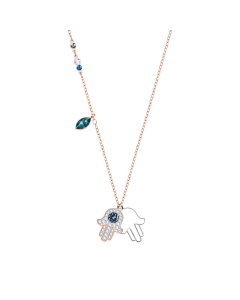 Swarovski Duo Hamsa Hand Pendant, Multi-Coloured, Mixed Plating 