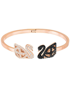 Swarovski Facet Swan Bangle - Rose Gold/Black