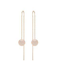 Swarovski Ginger Chain Pierced Earrings, White, Rose Gold Plating