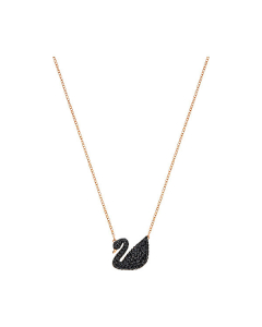 Swarovski Iconic Swan Pendant, Black, Rose Gold Plating