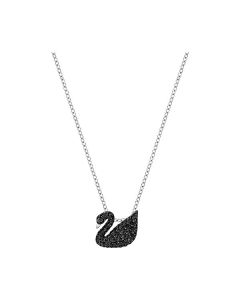 Swarovski Iconic Swan Small Pendant, Black, Rhodium Plating
