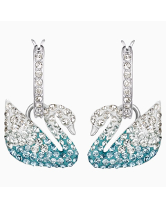 Swarovski Iconic Swan Pierced Earrings, Multi-Coloured, Rhodium Plated