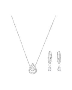 Swarovski Sparkling Dance Pear Necklace and Earring Set - Silver
