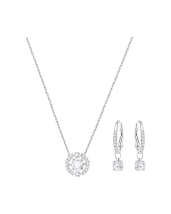 Swarovski Sparkling Dance Round Necklace and Earring Set - Silver