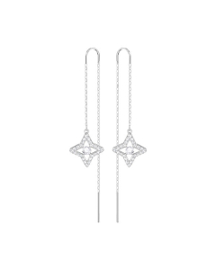 Swarovski Sparkling Dance Star Chain Pierced Earrings - Silver