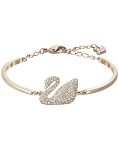 Swarovski Swan Bangle, White, Rose Gold Plating