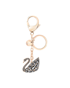 Swarovski Swan Lake Bag Charm - Dark Grey/Rose Gold Plating