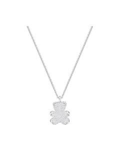 Swarovski Teddy 3D Pendant, White, Rhodium plating White Rhodium-Plated