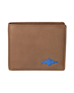 Pampeano 100% Leather Dinero Men's Card Wallet – Tan with Blue Diamond