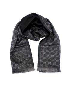 Gucci - Dark Navy GG Monogram Webbing Wool Scarf