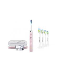 Philips Sonicare DiamondClean Deep Clean Toothbrush - Pink 9361/62 & 4 Toothbrush Head White 6064/26