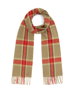 Hortons England - 100% Lambswool Checked Scarf - Red