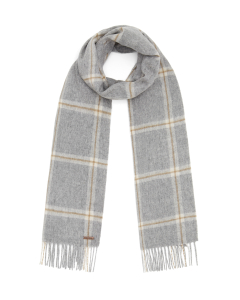 Hortons England - 100% Lambswool Checked Scarf - Grey