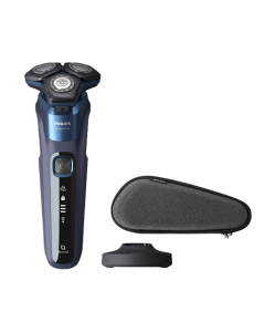 Philips - Series 5000 Wet & Dry Midnight Blue Electric Shaver S5585/30 w/ Pouch and Charging Station