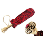 Pasotti Women Black and Red Animalier Folding Umbrella