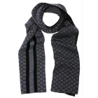 Gucci - Black/Grey GG Monogram Web Stripe Wool Scarf