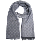 Gucci - Light Grey GG Monogram Webbing Reversible Wool and Silk Blend Scarf