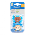 Dr Brown's - Prevent Suction-Free Animal Soothers 6-18m Damaged (Blue 2 Pack)
