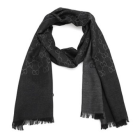Gucci - Black/Dark Grey GG Monogram Webbing Reversible Wool and Silk Blend Scarf
