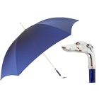 Pasotti Royal Blue Luxury Umbrella with Silver Greyhound Handle