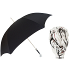 Pasotti Black Luxury Umbrella with Silver Mastiff Handle