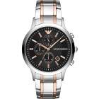 Emporio Armani - Men's Two Tone Chronograph Watch Silver/Rose Gold