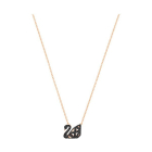 Swarovski Facet Swan Necklace, Black, Mixed Plating