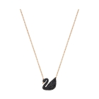 Swarovski Iconic Swan Pendant, Black, Rose Gold Plating