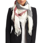 Burberry - White and Grey Check Scarf