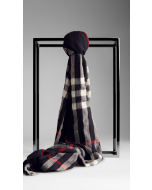 Burberry Cashmere & Wool Blend Navy Check scarf