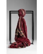 Burberry Cashmere & Wool Blend Claret Check scarf