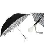 Pasotti Women Black and White Polka Dots Umbrella, Double Cloth