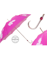 Pasotti Fuchsia Flowered Umbrella with Swarovski® Crystals, Double Cloth