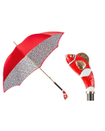 Pasotti Luxury Red Fish Umbrella, Double Cloth