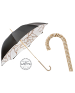 Pasotti - Luxury Black Umbrella with Chains and Printed Interior