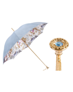 Pasotti Light Blue Nature Umbrella with Butterflies, Double Cloth 