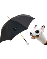 Pasotti - Luxury Black Umbrella with Bull Terrier Handle.