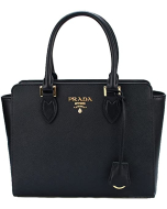 Prada - Saffiano Leather Shoulder Tote Handbag Black