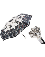 Pasotti - Luxury Silver Rose Folding Umbrella
