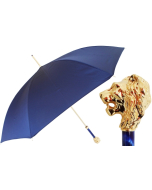 PASOTTI Blue Umbrella with Gold Lion Handle