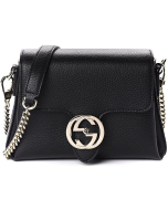 Gucci - Interlocking Leather bag with chain - Black