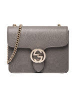 Gucci - Interlocking leather bag with chain - Grey