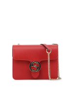 Gucci - Interlocking leather bag with chain - Red
