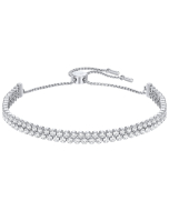 Swarovski Subtle Double Bracelet, White, Rodium Plating