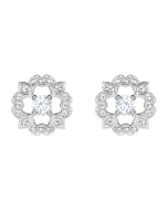 Swarovski Sparkling Dance Flower Pierced Earrings, White, Rodium Plating