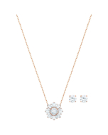 Swarovski Sunshine Set, White, Rose Gold Plating