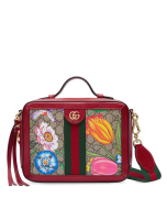 Gucci - Leather + Supreme Floral Shoulder Bag - Red Multi Floral